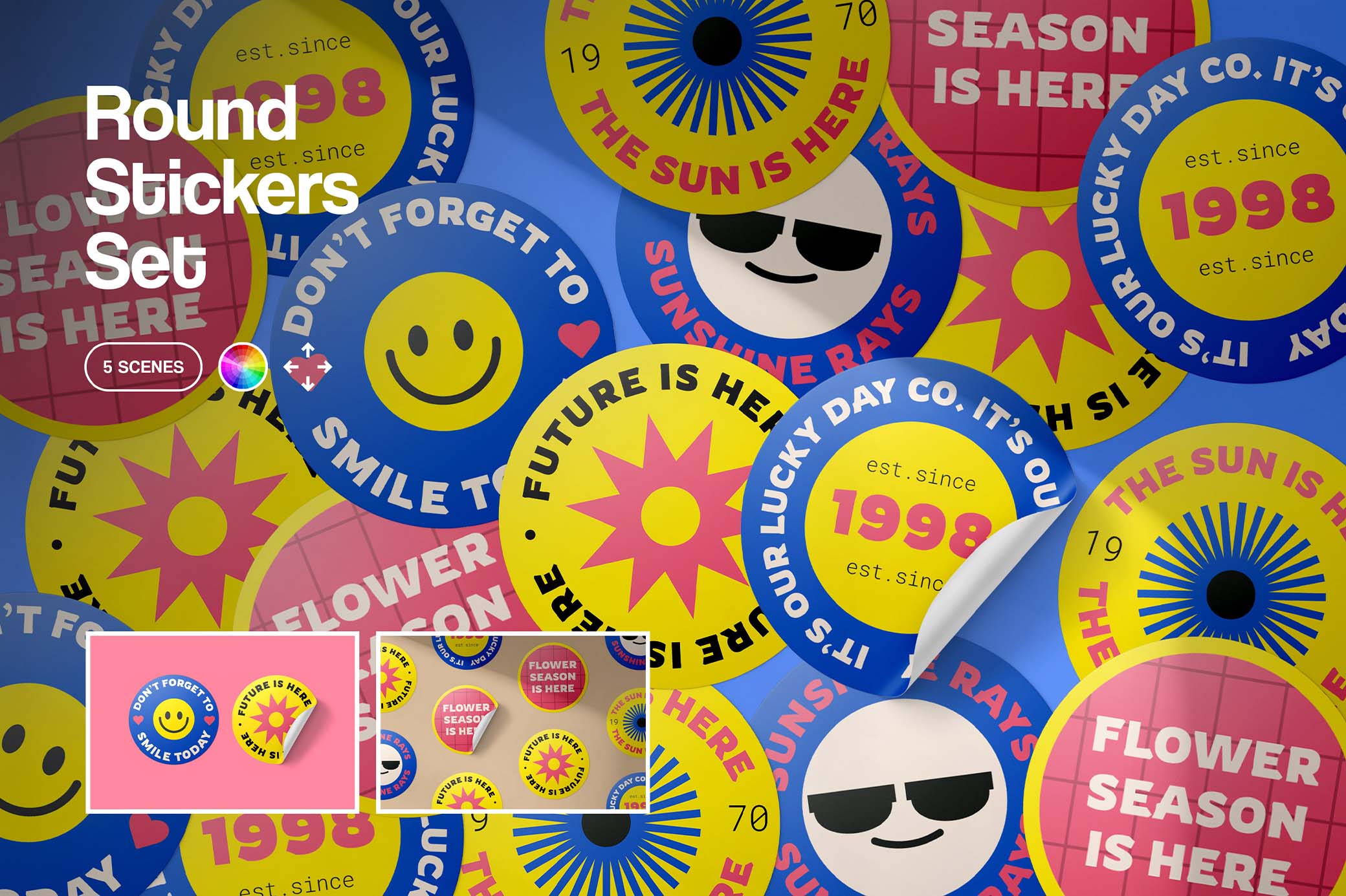 Round Stickers Mockup Set