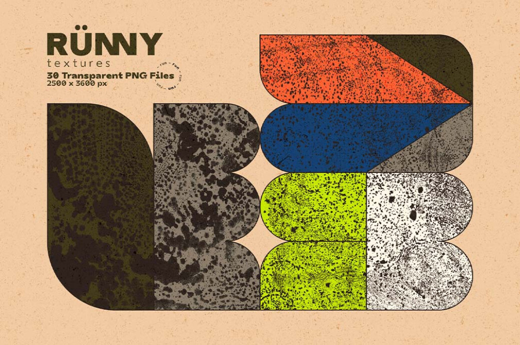 RUNNY — 30 Transparent PNG Textures