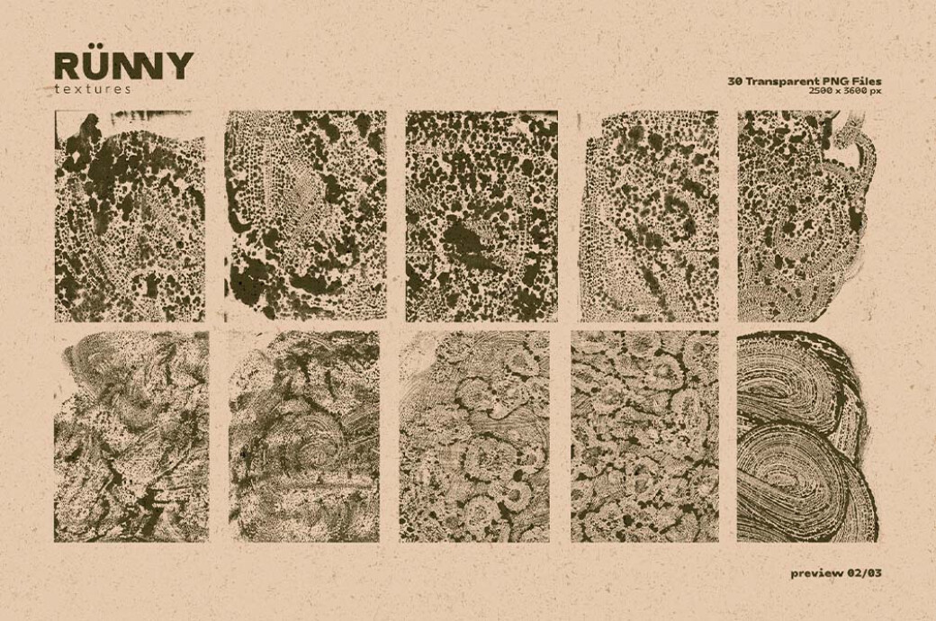 RUNNY — 30 Transparent PNG Textures