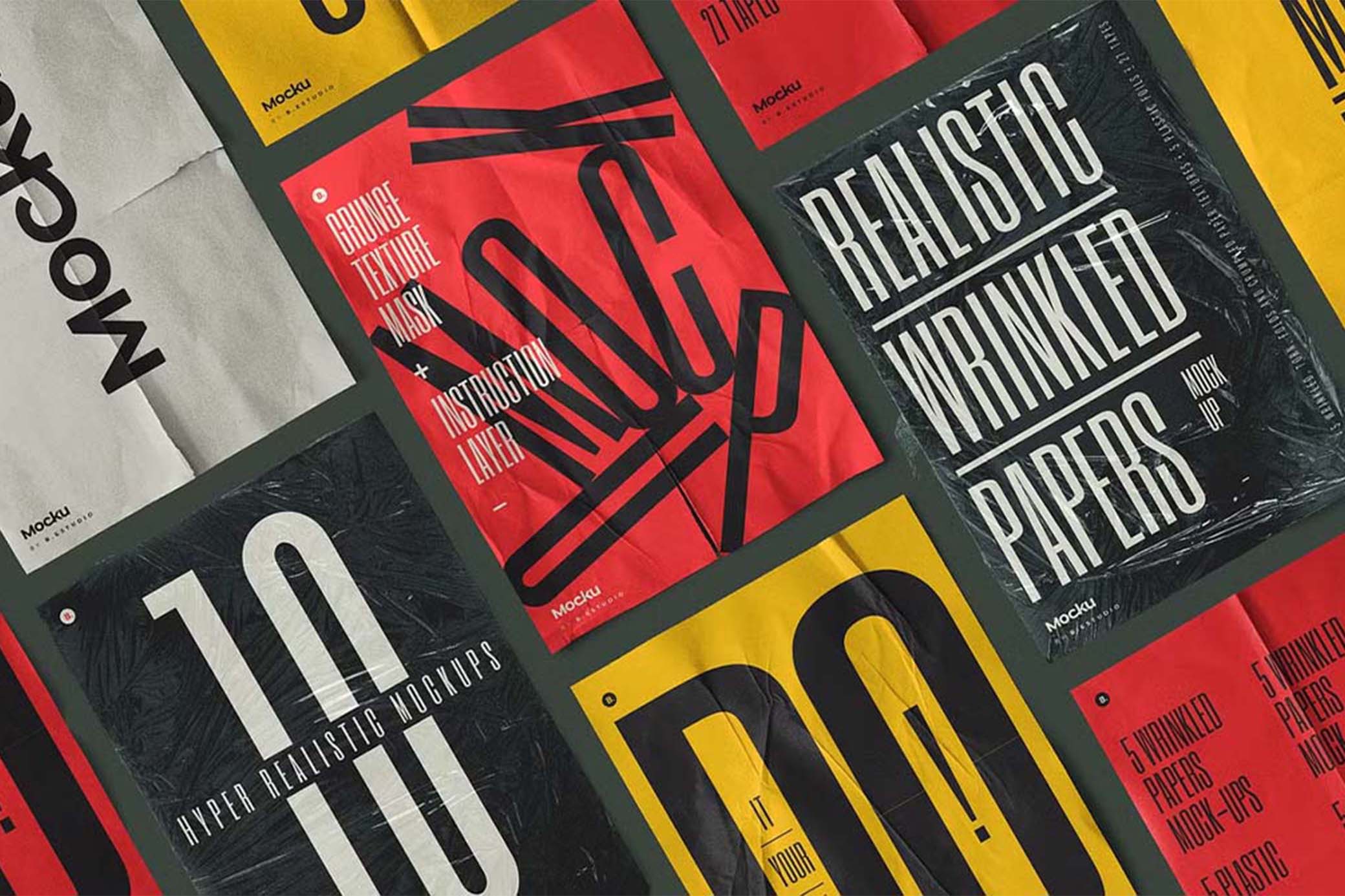 Wrinkled Papers & Plastics Mockups