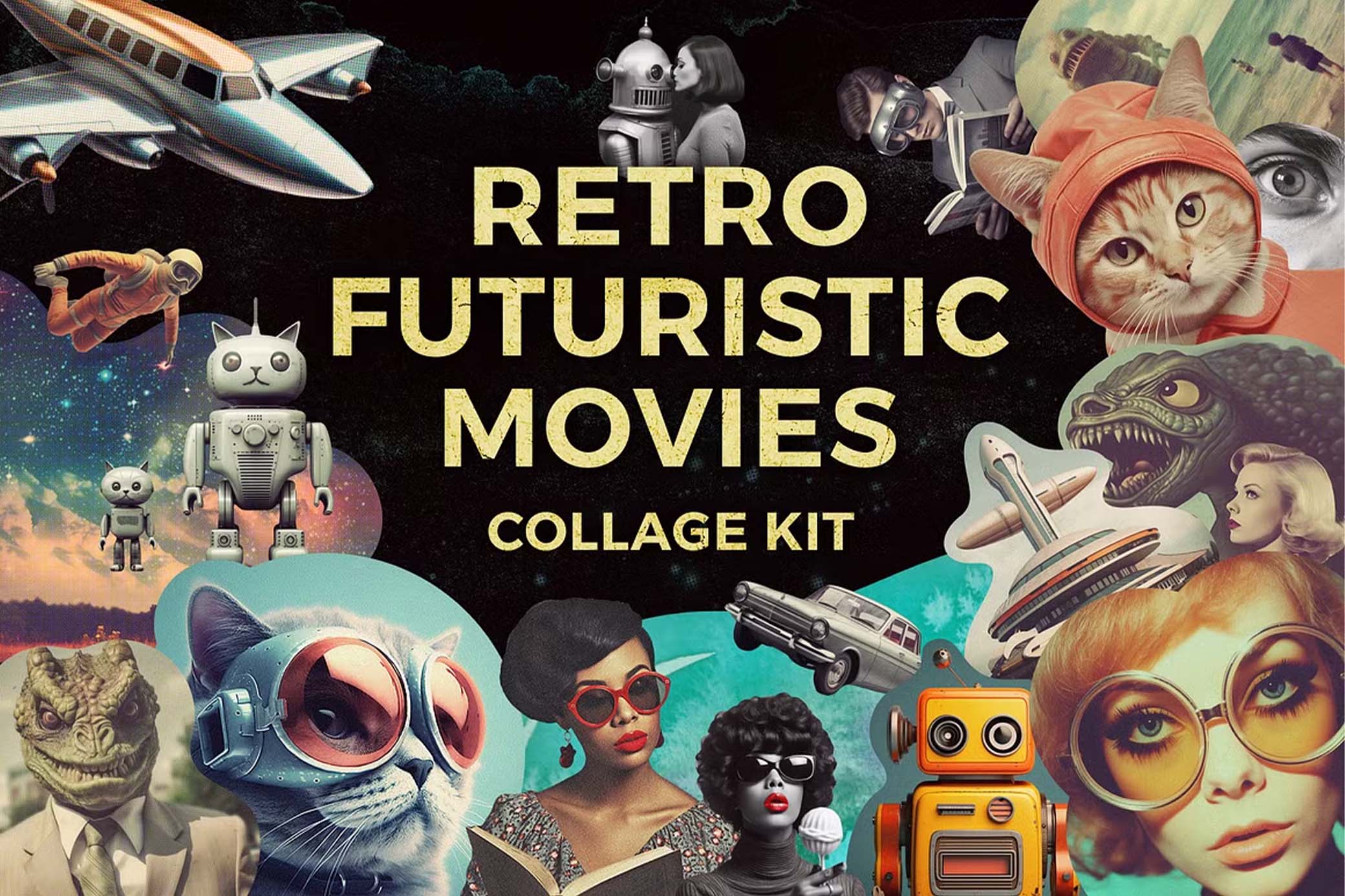 Retrofuturistic Movies Collage Kit
