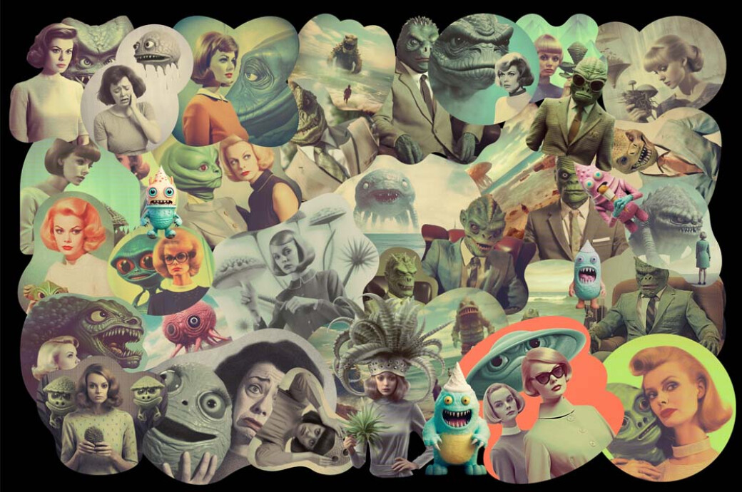 Retrofuturistic Movies Collage Kit