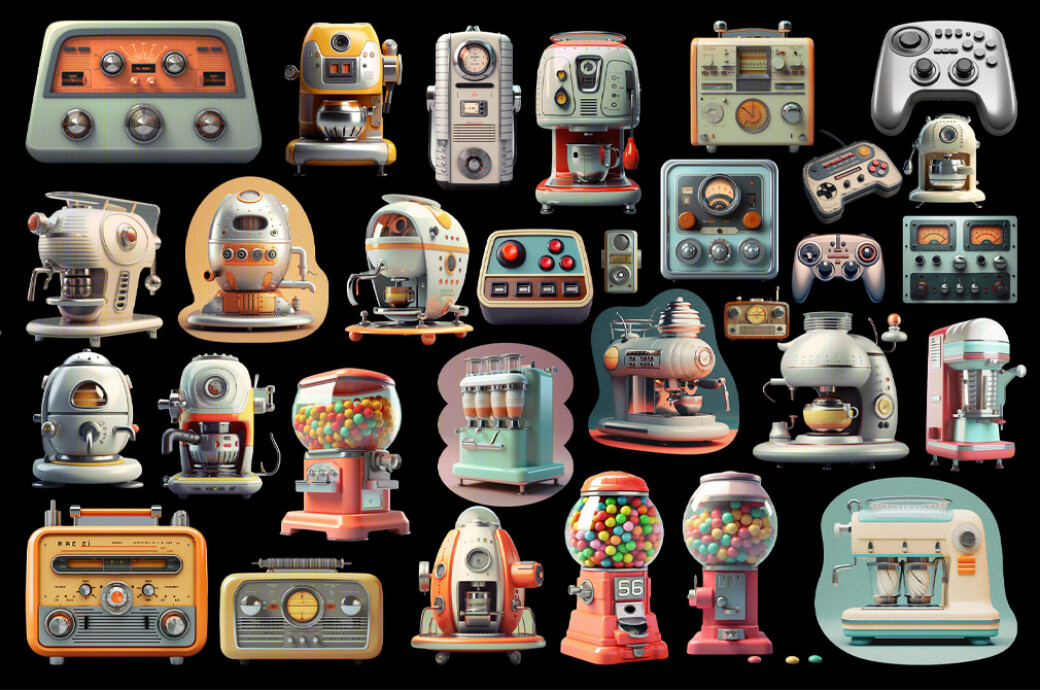 Retrofuturistic Movies Collage Kit