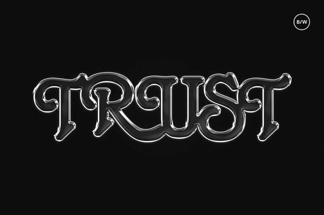 Y2K Glass Chrome Text Effect