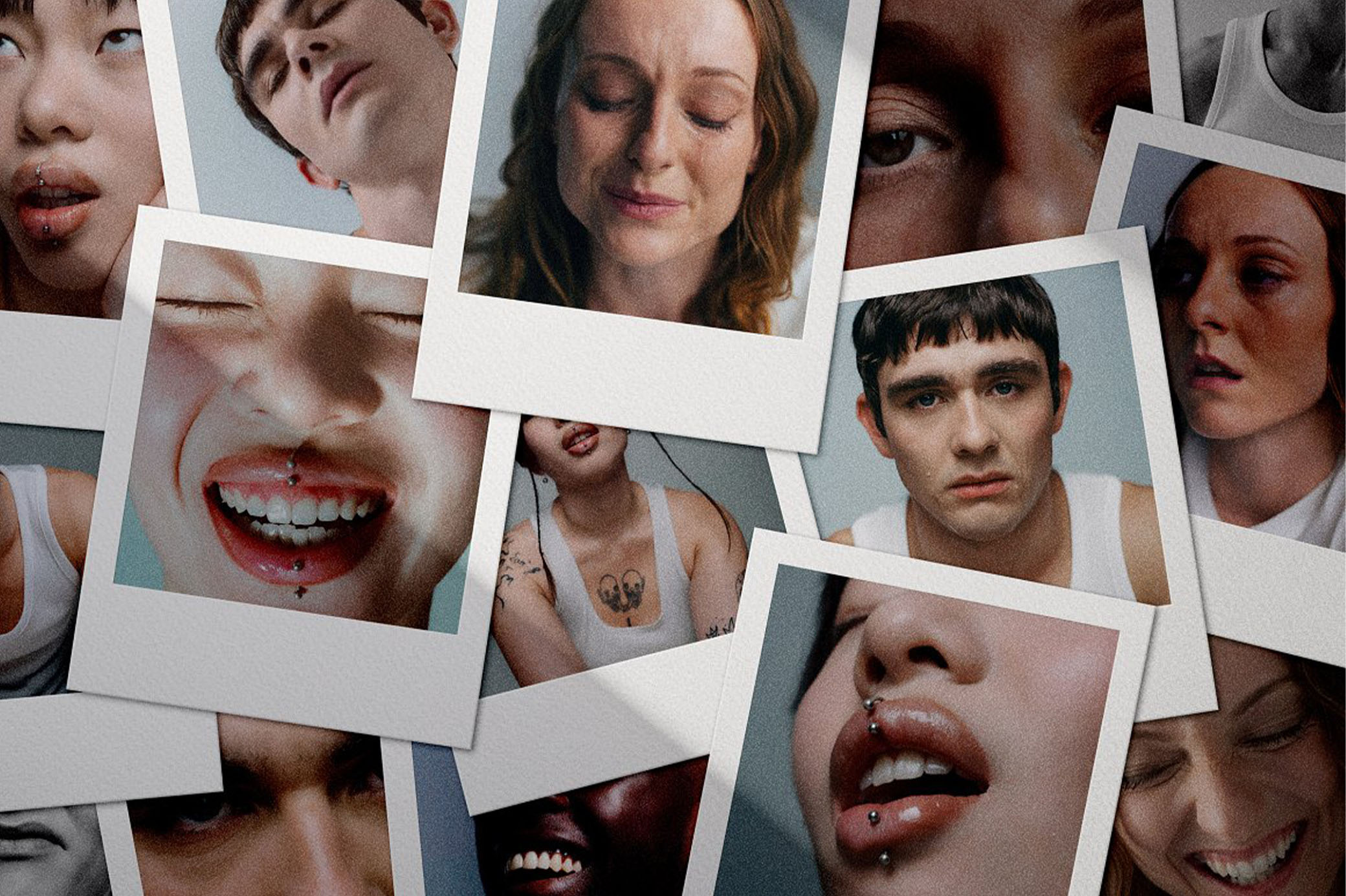 Scattered Polaroid Collage Mockup