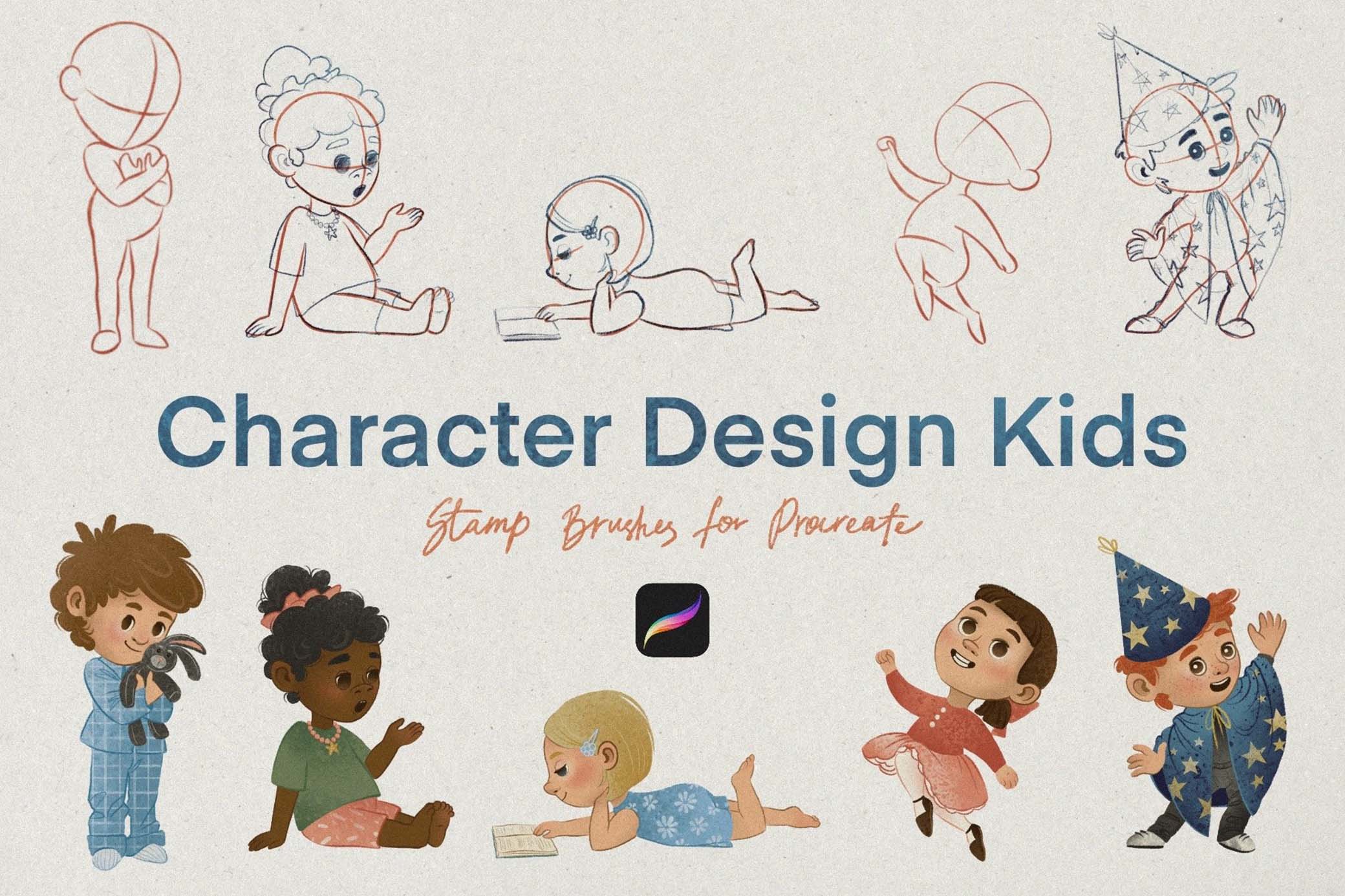 Stamp Procreate Brushes for Kids Character Design