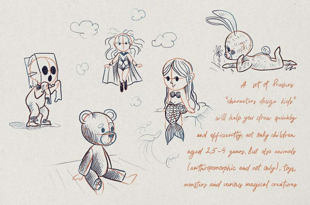Stamp Procreate Brushes for Kids Character Design