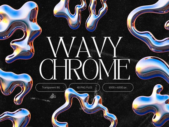 3D Wavy Chrome Alphabet