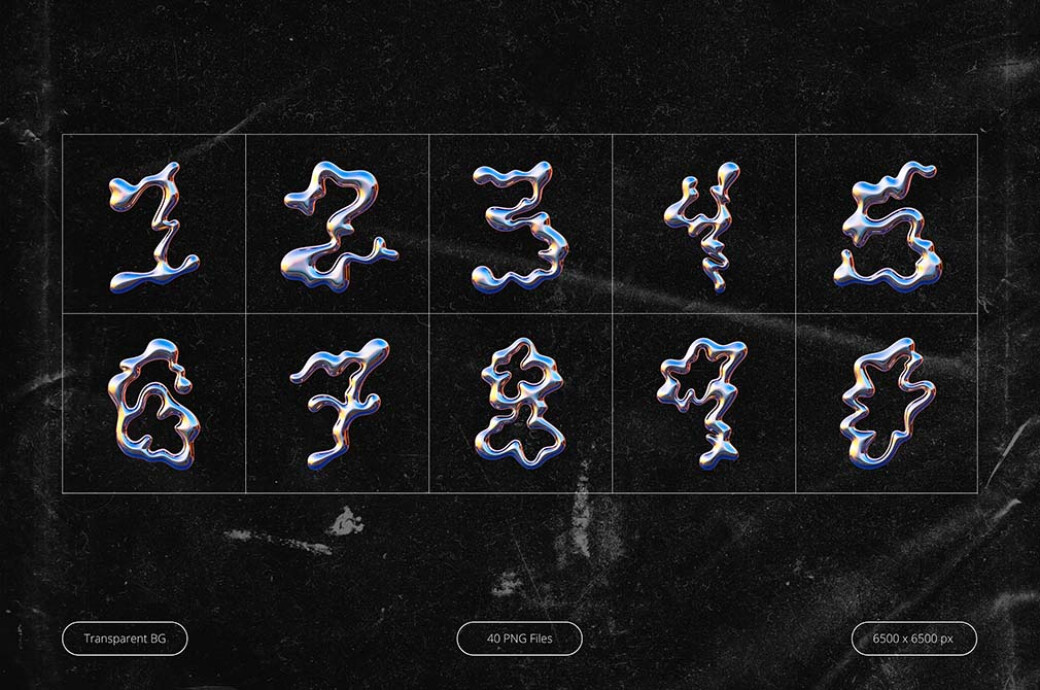 3D Wavy Chrome Alphabet