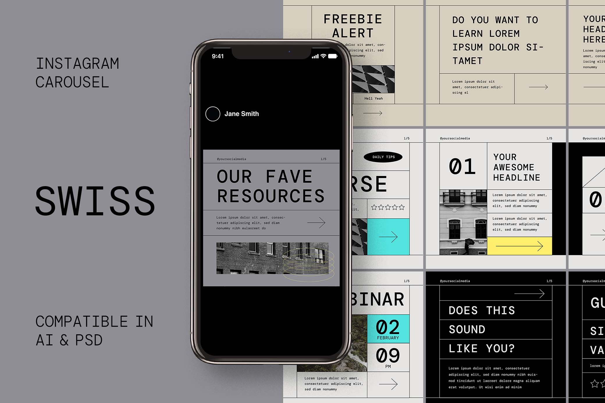 Swiss Modernism Instagram Templates