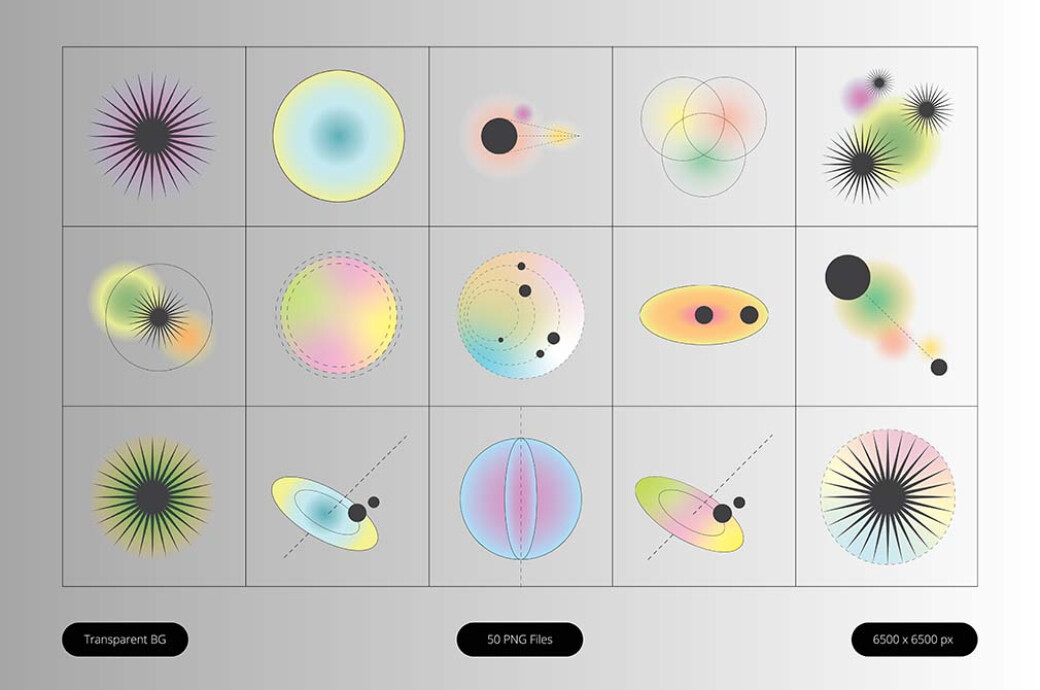Gradient Glow Orbit Shapes