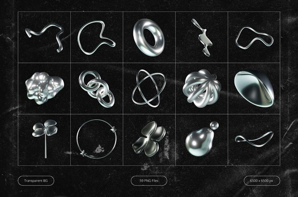 3D Futuristic Chrome Shapes