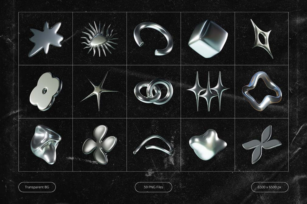 3D Futuristic Chrome Shapes