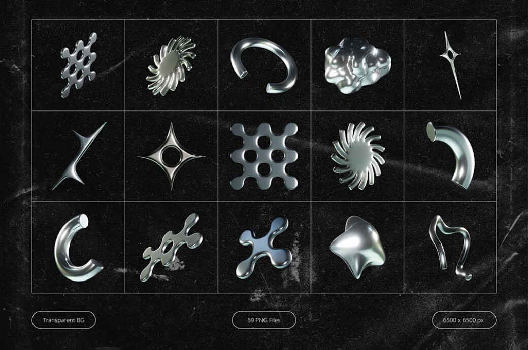3D Futuristic Chrome Shapes