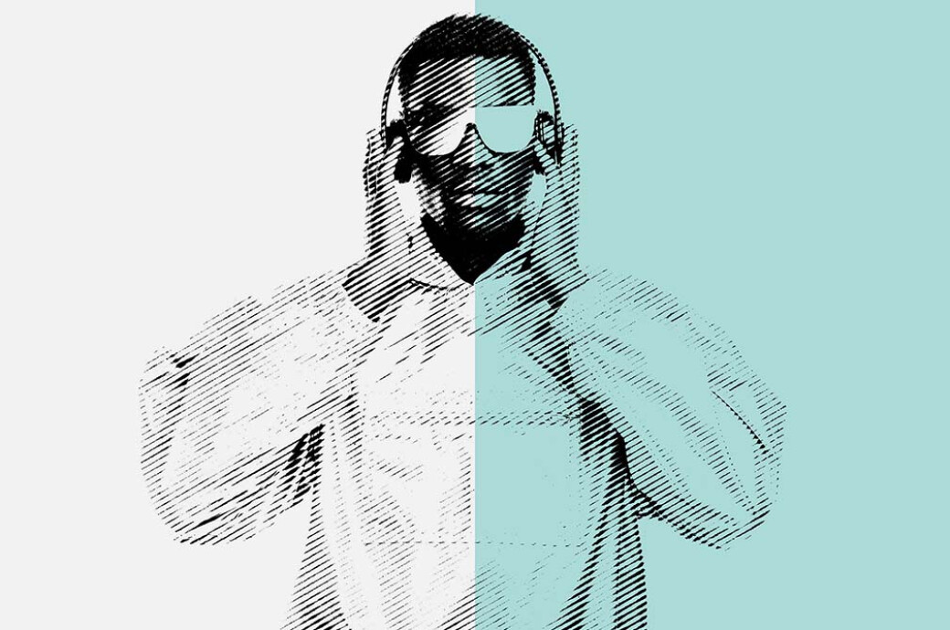 Halftone Lines & Stripes Photo Effect