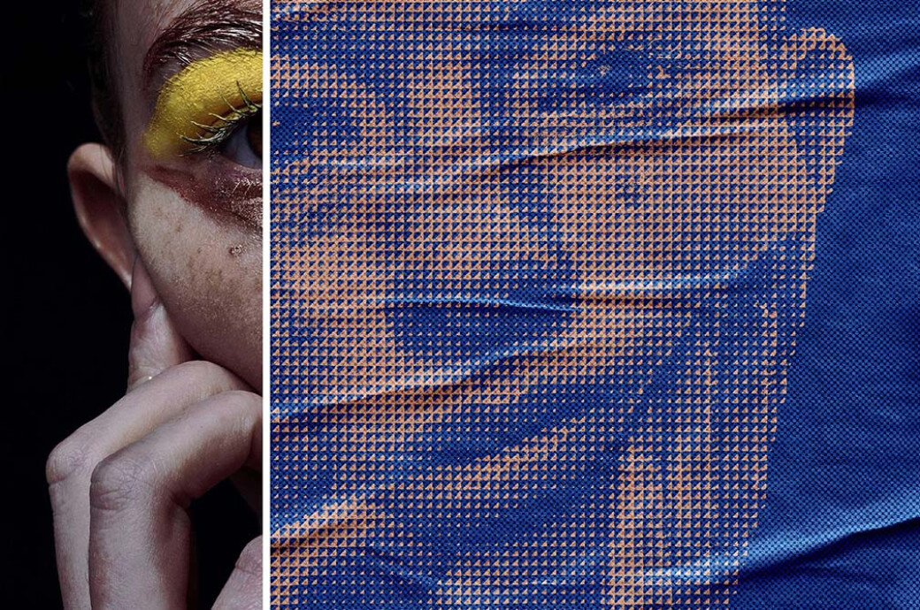 Halftone Texture Glued Effect