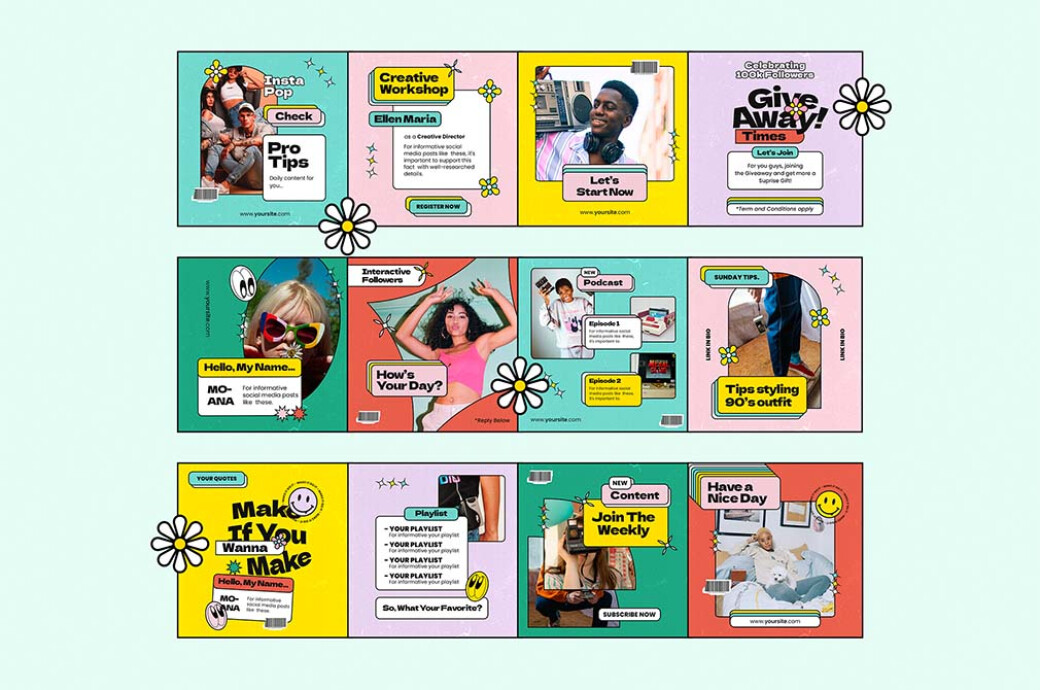 90s Pop Era Instagram Templates