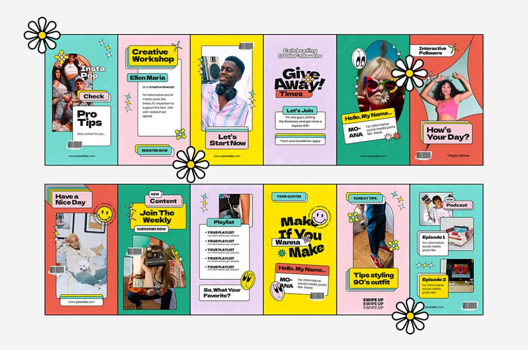 90s Pop Era Instagram Templates