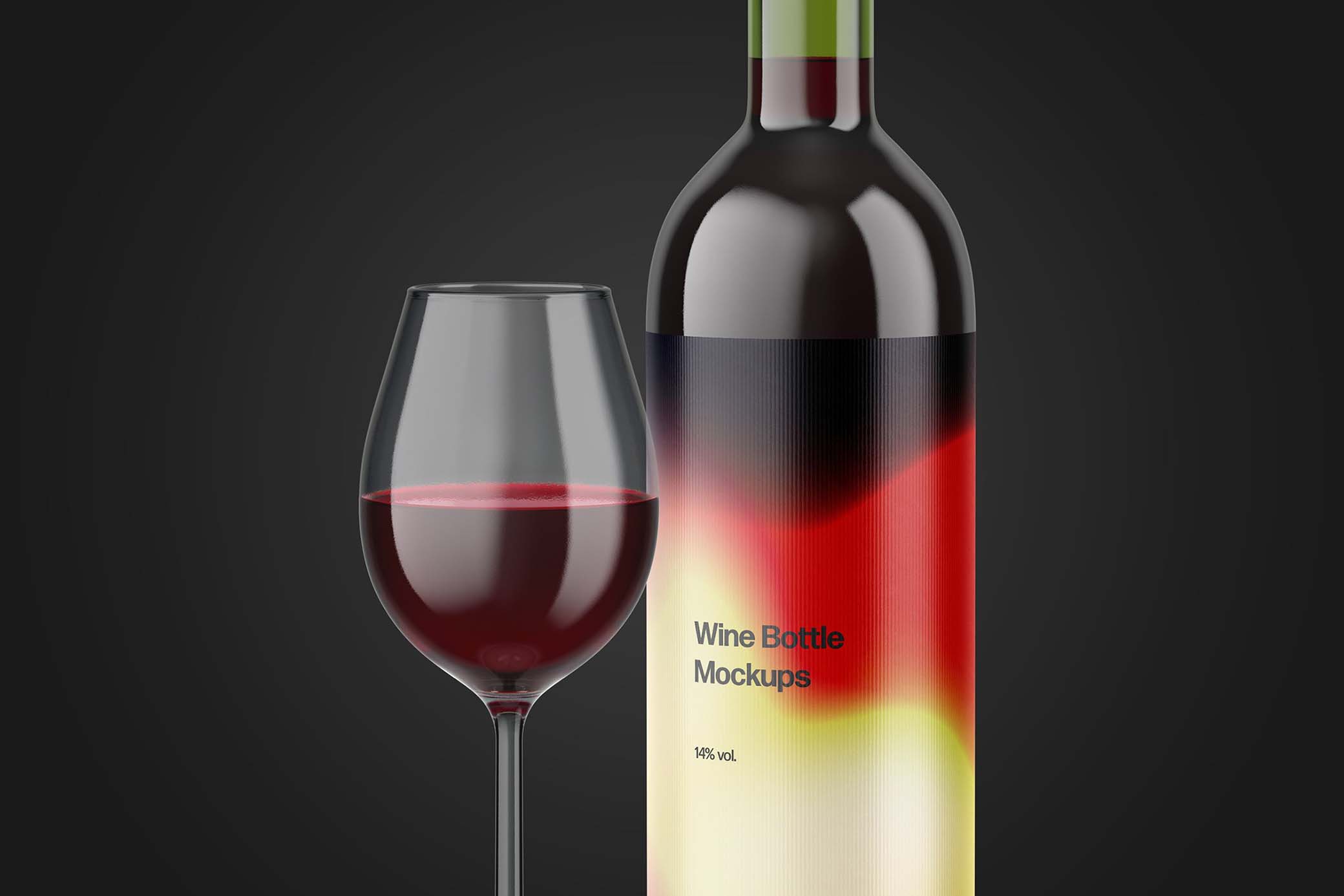 Red Wine Bottle Mockup