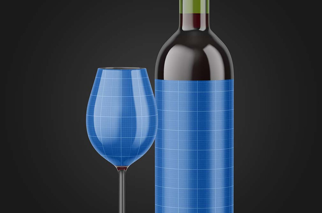 Red Wine Bottle Mockup