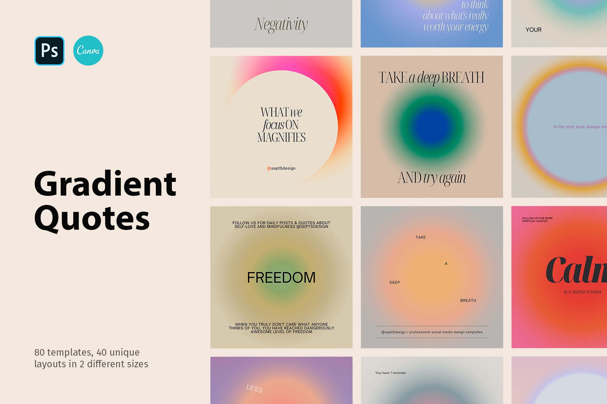 Instagram Gradient Quotes for Canva & PS