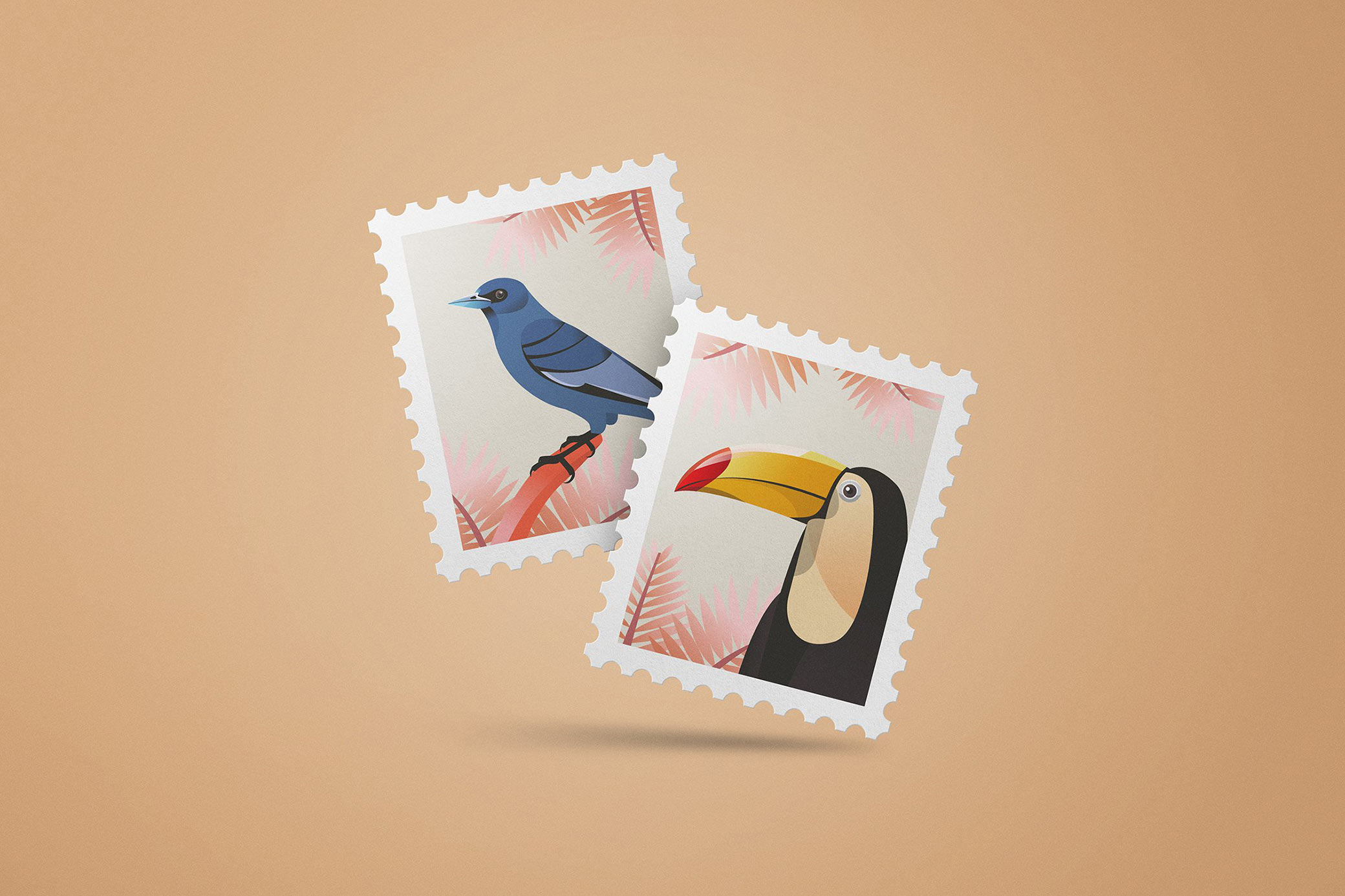 Rectangular Stamp Mockup Scene
