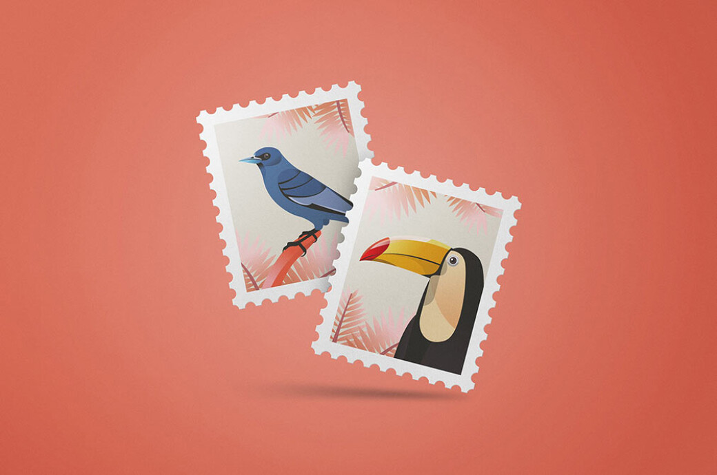 Rectangular Stamp Mockup Scene