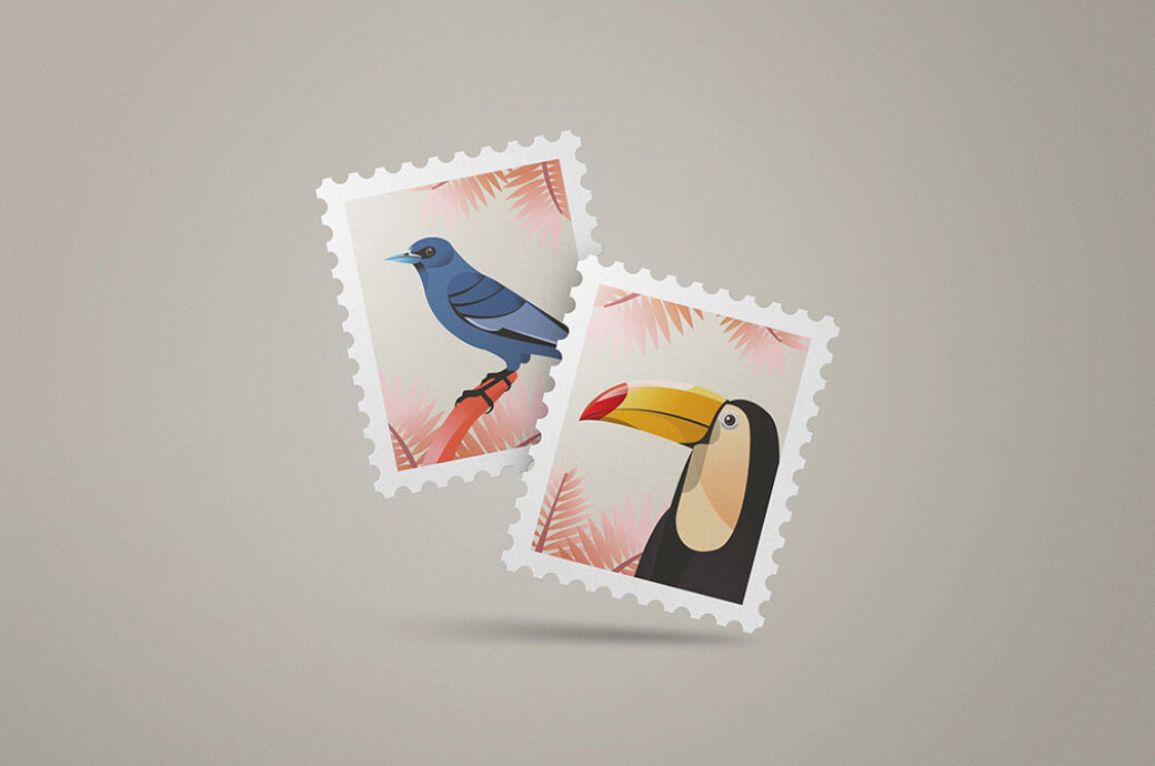 Rectangular Stamp Mockup Scene