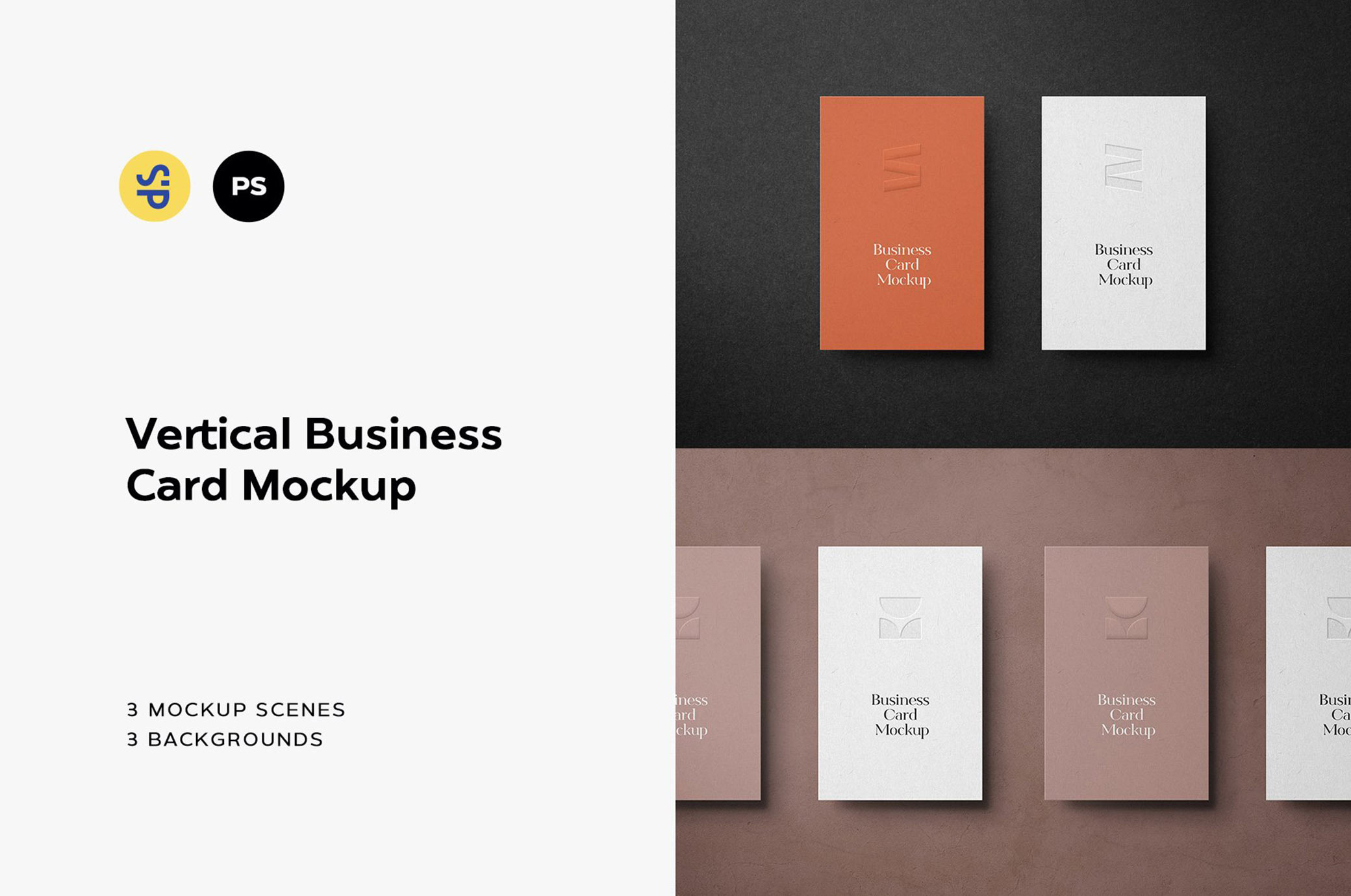 Vertical Business Card Mockup