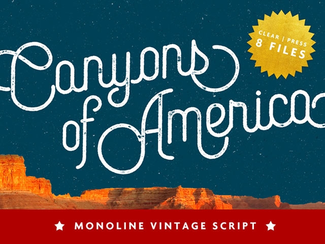 Canyons monoline script typeface: download 8 fonts in 4 styles