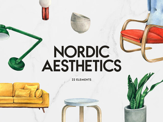 Scandi Interior Watercolor Set