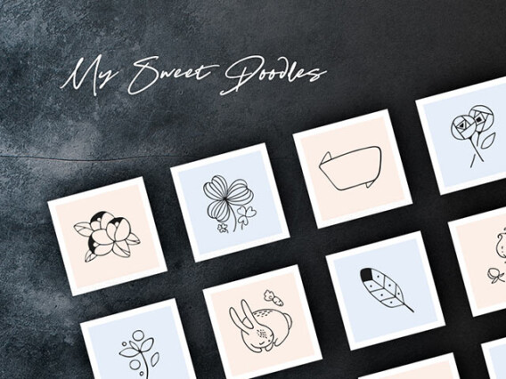 Sweet Doodled Logo Elements