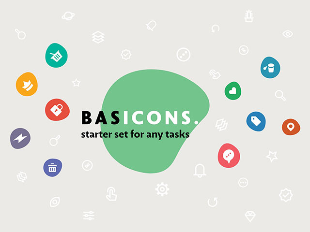 Basicons vector icon set: 25 essential categories