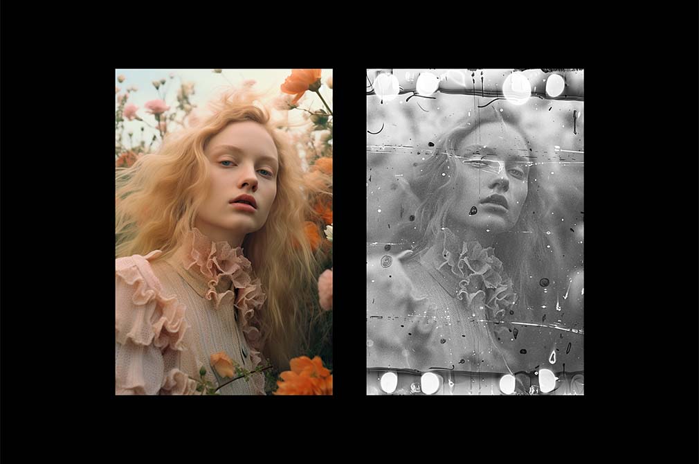 Monochrome Retro Film Photo Effect