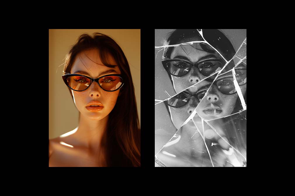 Monochrome Broken Glass Photo Effect