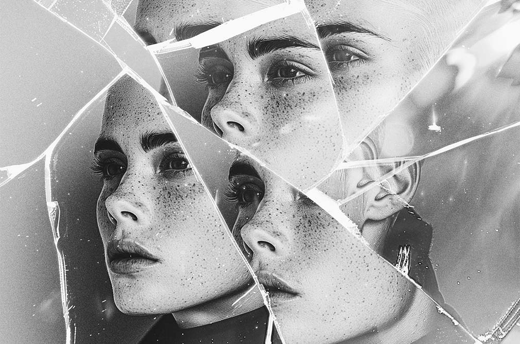 Monochrome Broken Glass Photo Effect