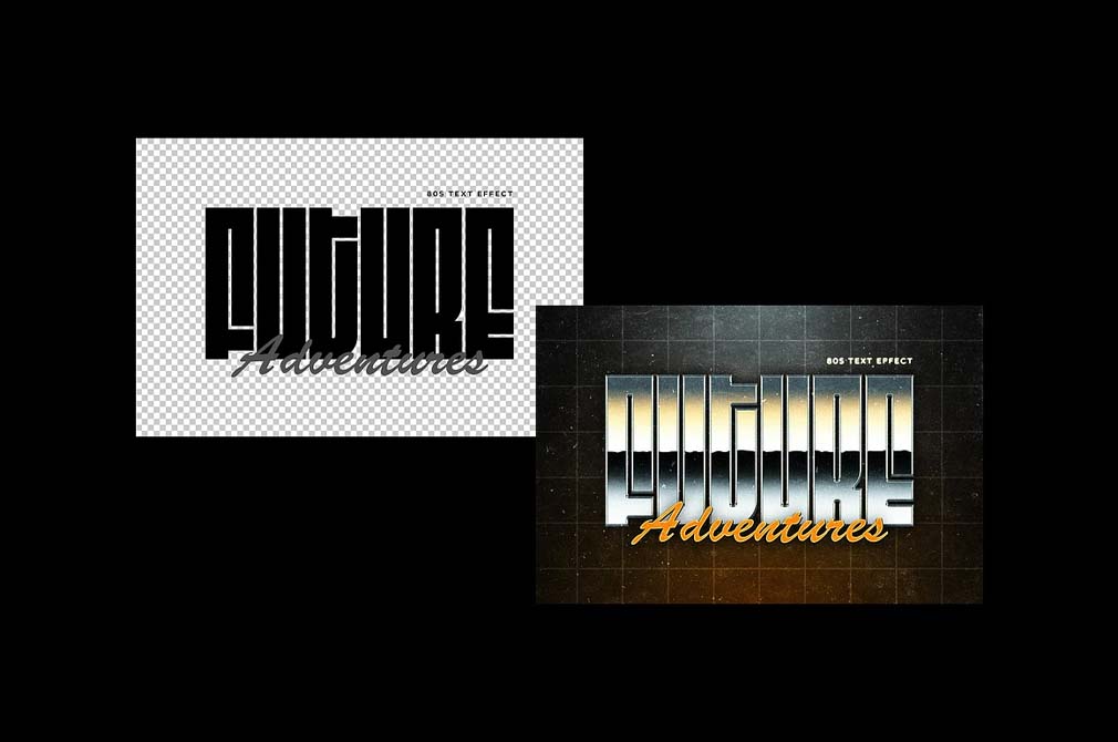 Metallic Retrowave Text Effect