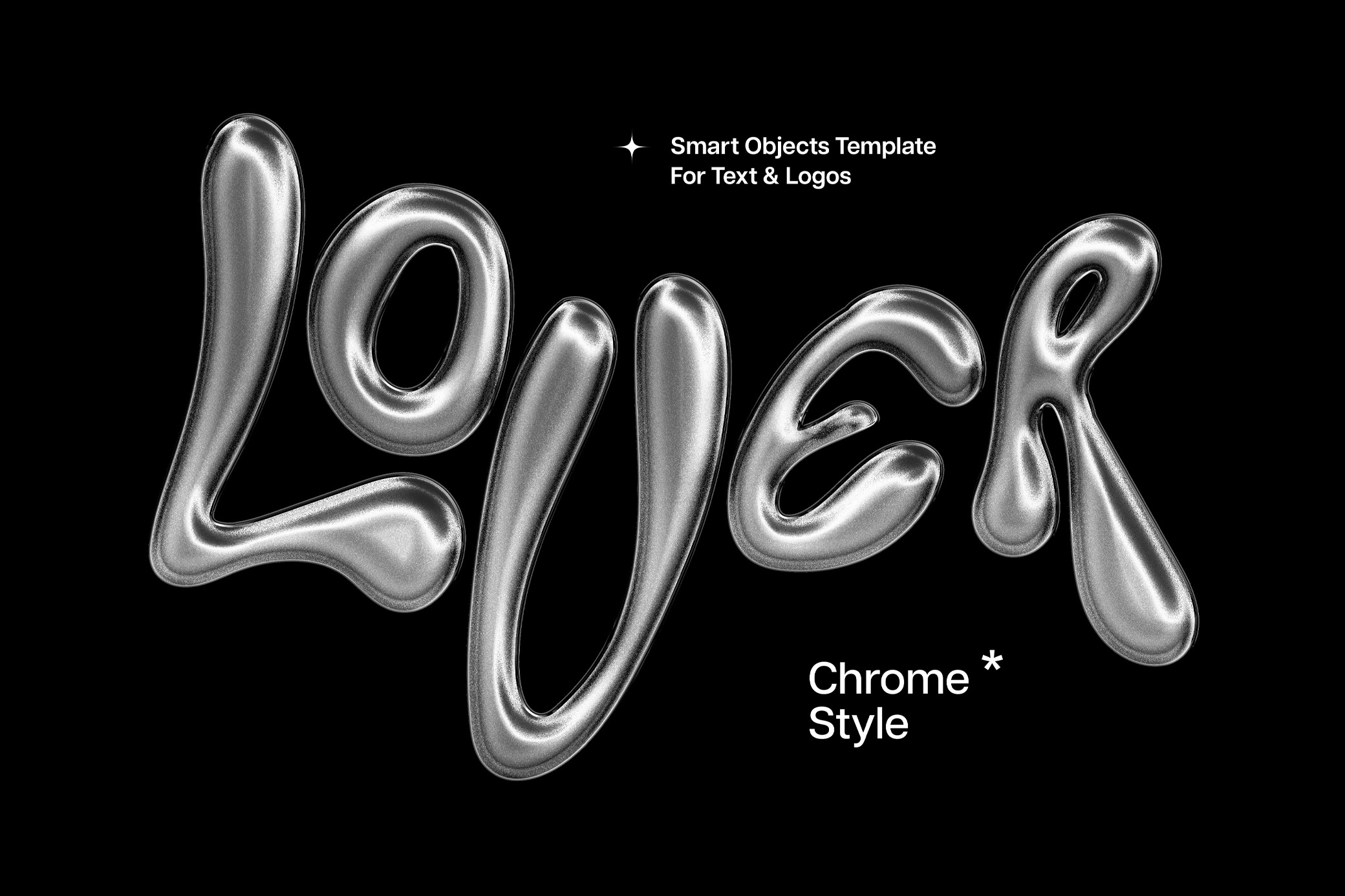 Silver Glitter Chrome Text Effect