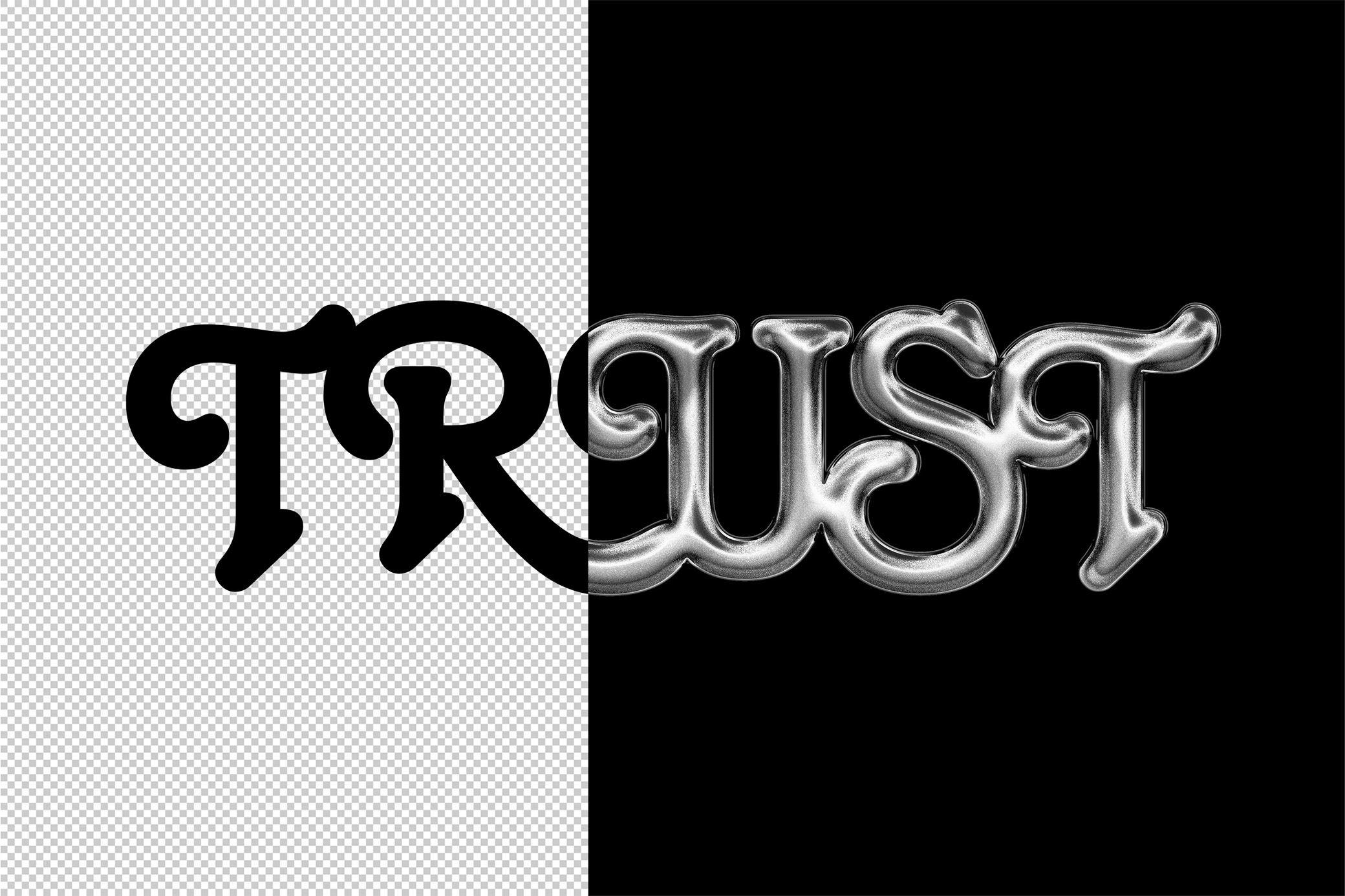 Silver Glitter Chrome Text Effect