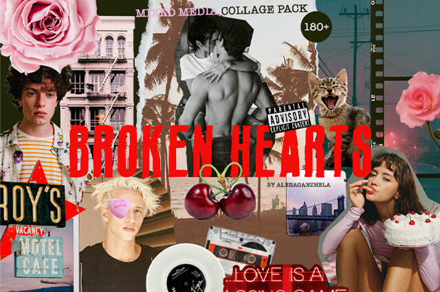 BROKEN HEARTS — Mixed Media Collage Kit