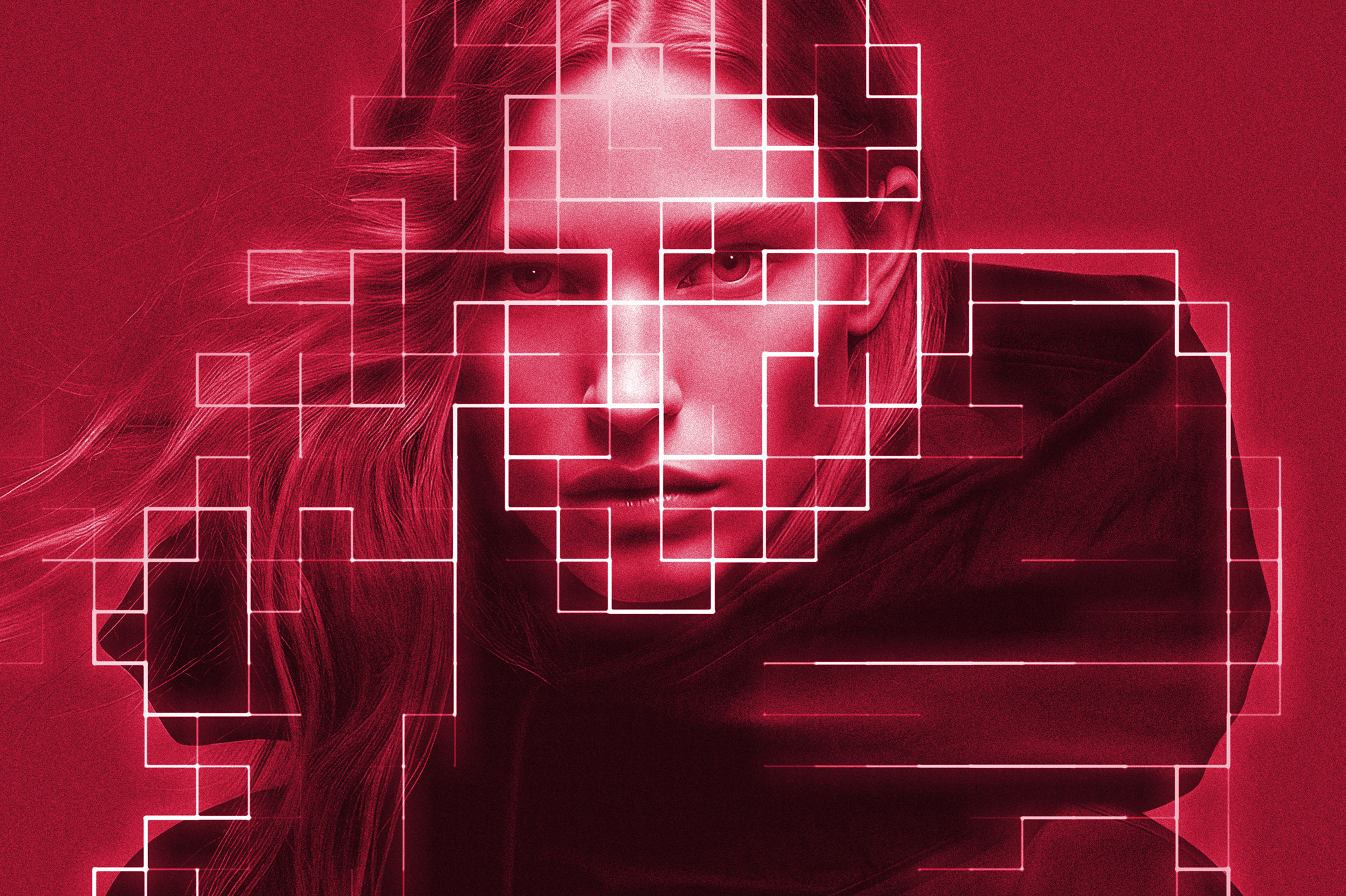 Red Sci-Fi Matrix Photo Effect