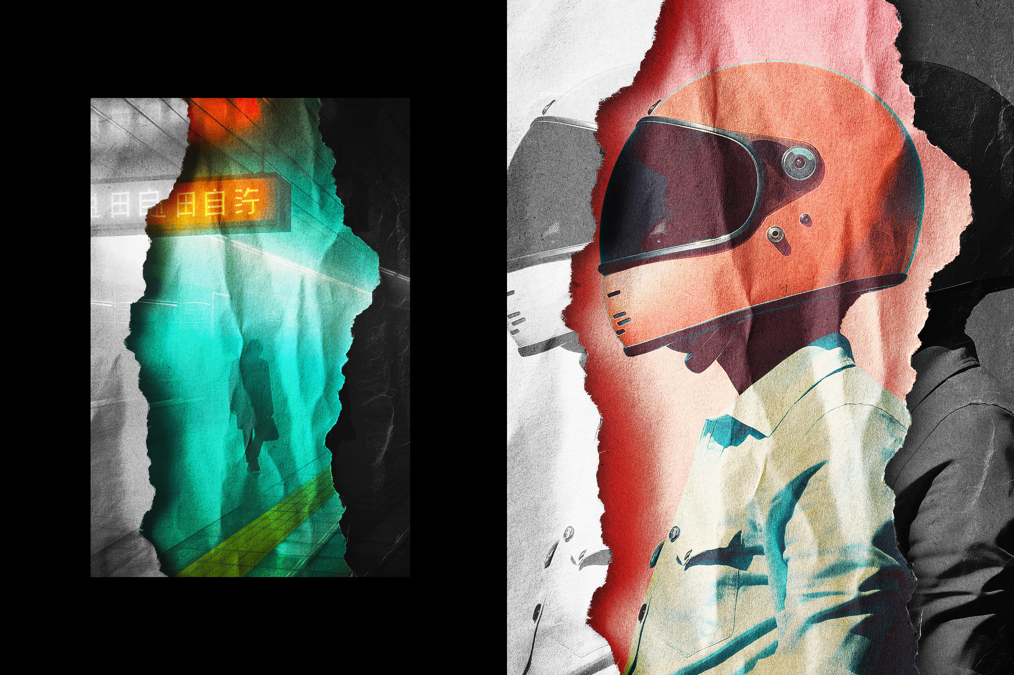 Glowing Torn Paper Photo Effect