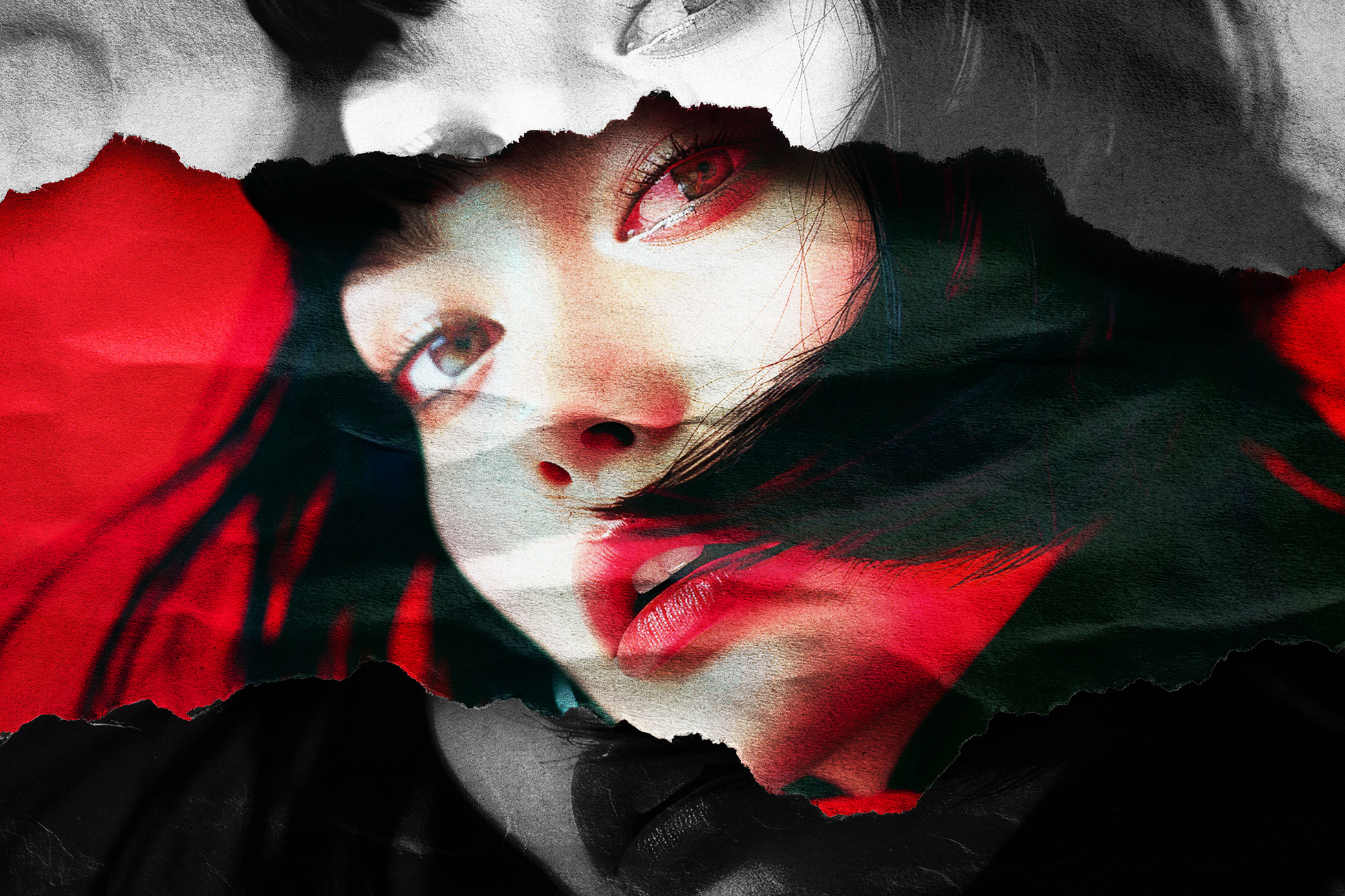 Glowing Torn Paper Photo Effect