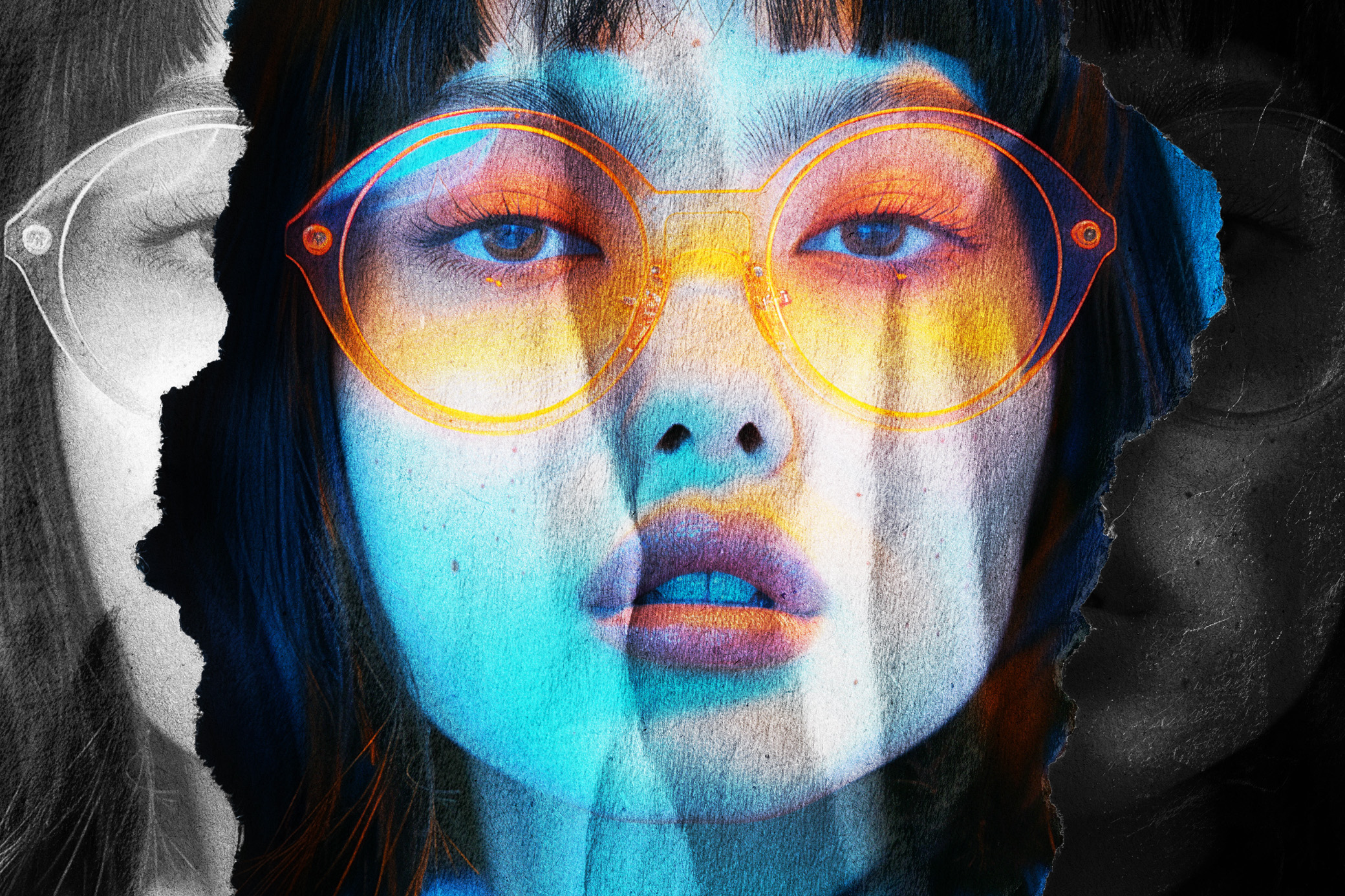 Glowing Torn Paper Photo Effect