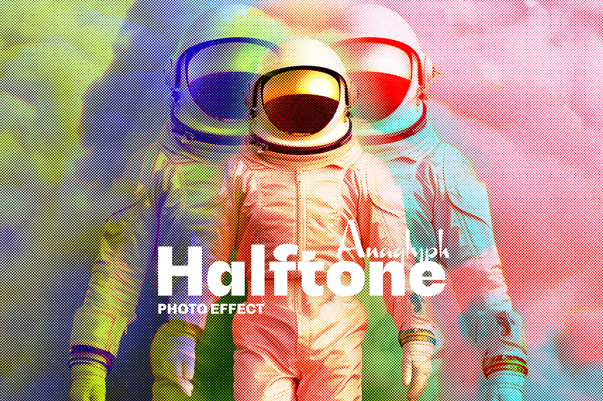 Halftone Anaglyph Glitch Photo Effect