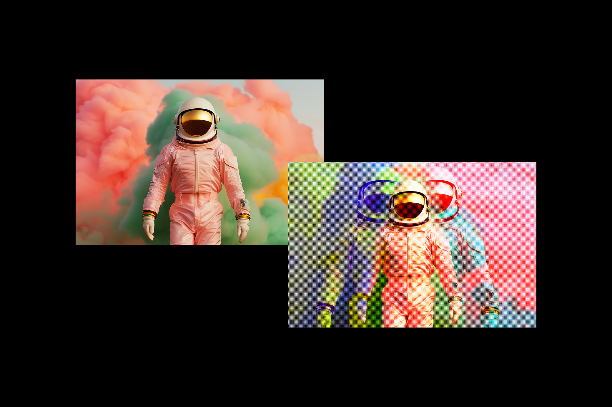 Halftone Anaglyph Glitch Photo Effect