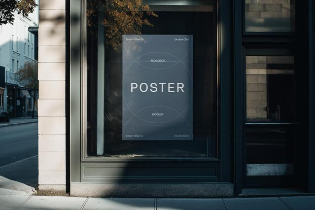Shop Window Poster Mockup