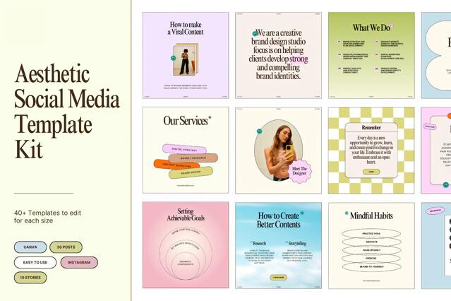 Aesthetic Social Media Template Kit