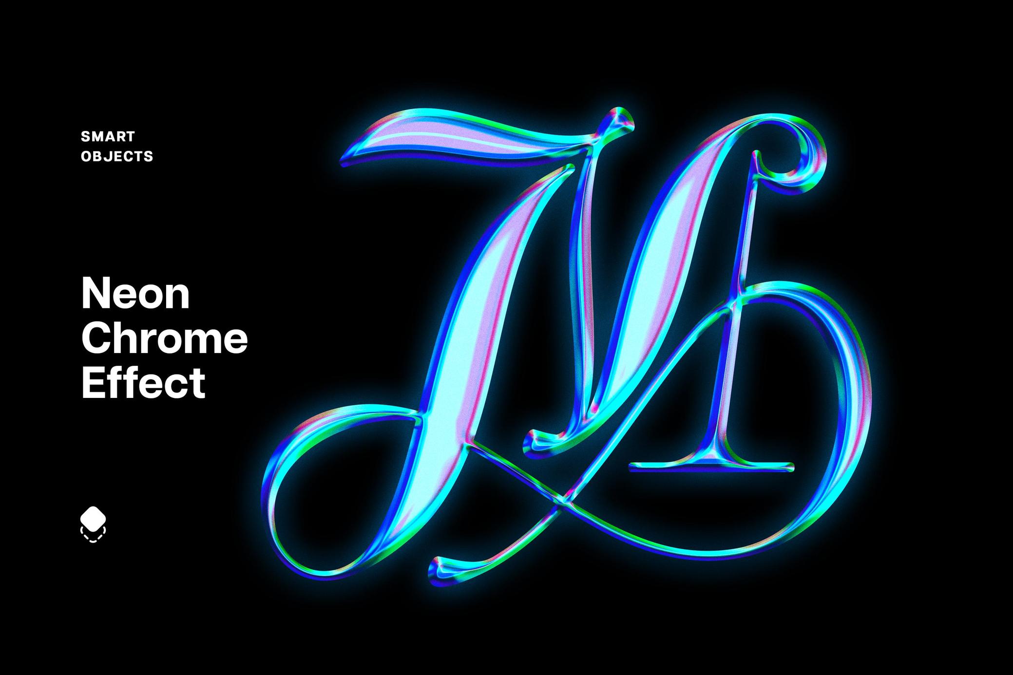 Neon Chrome Text & Logo Effect