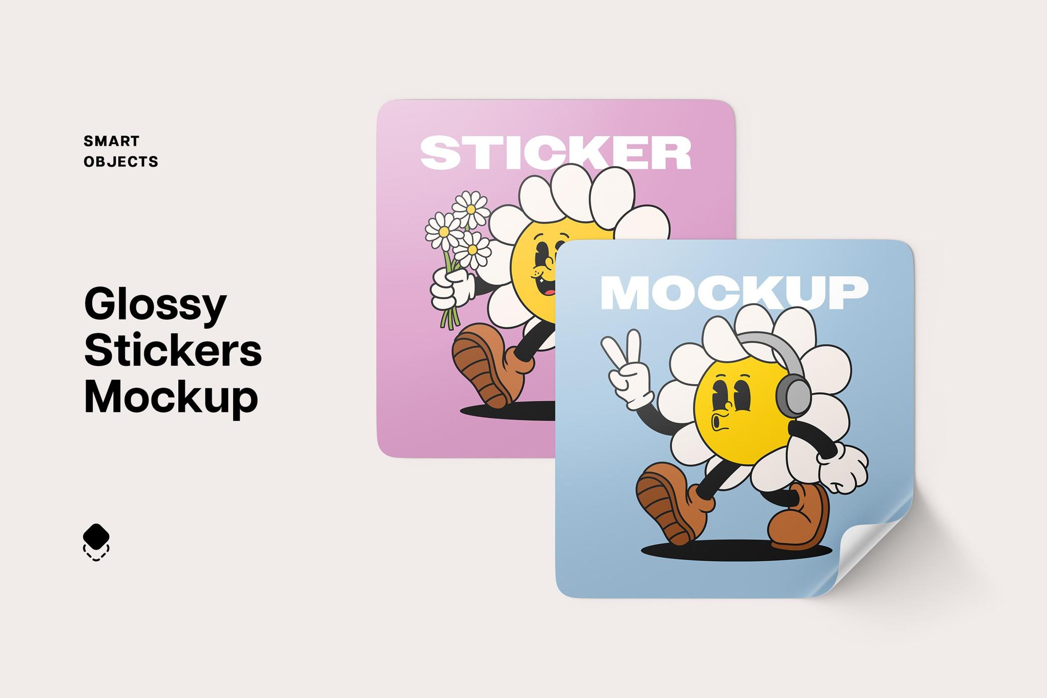 Glossy Stickers Mockup